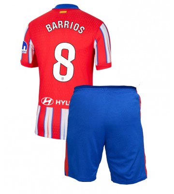 Atletico Madrid Pablo Barrios #8 Primera Equipación Niños 2024-25 Manga Corta (+ Pantalones cortos)